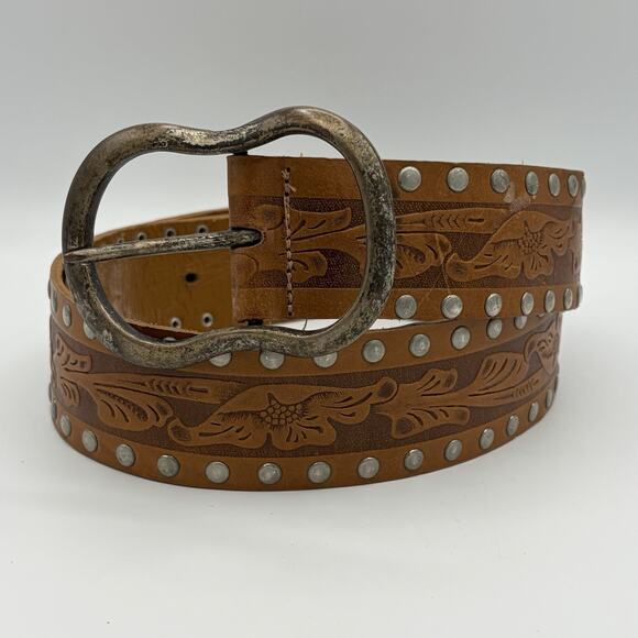 Chinese Laundry Women’s Leather Studded Tooled Belt 420116 Size M 32”-36” Canada - Picture 1 of 11